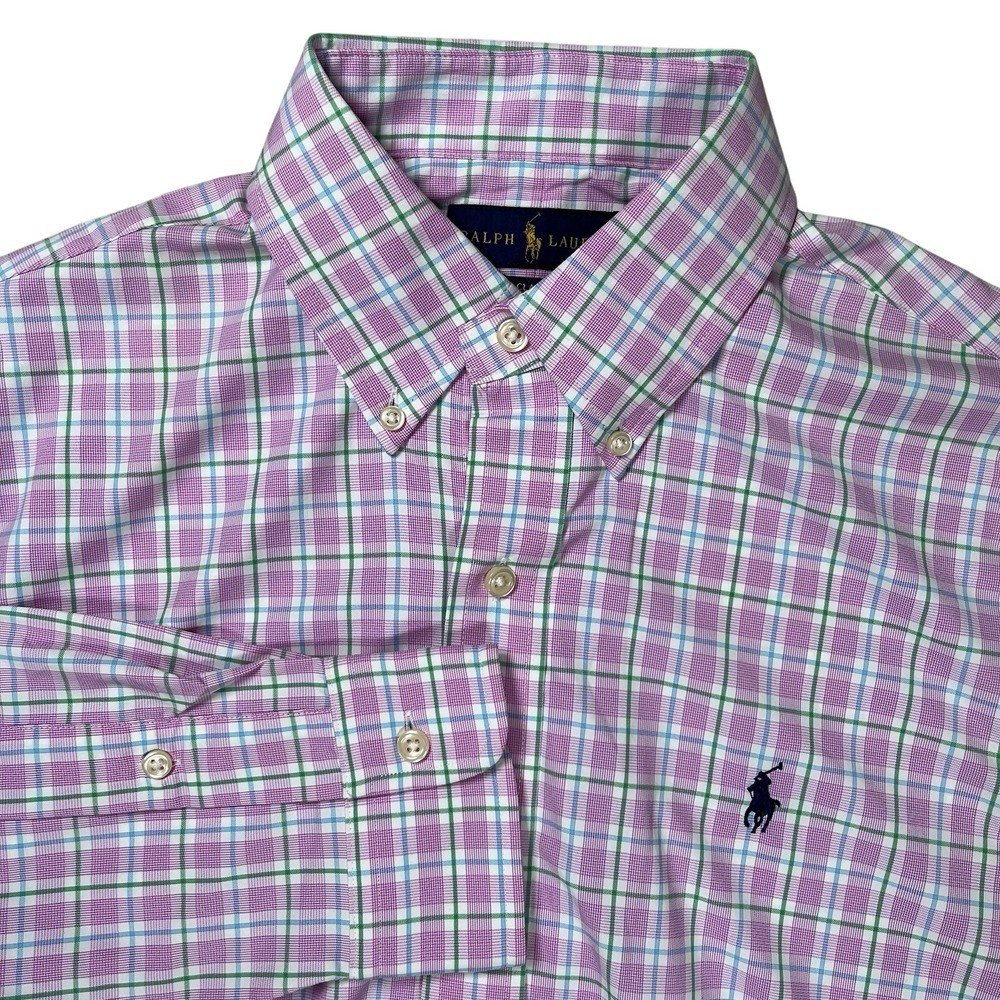 Polo Ralph Lauren Mens Pink Plaid Classic Fit Performance Shirt Sz Small Preppy